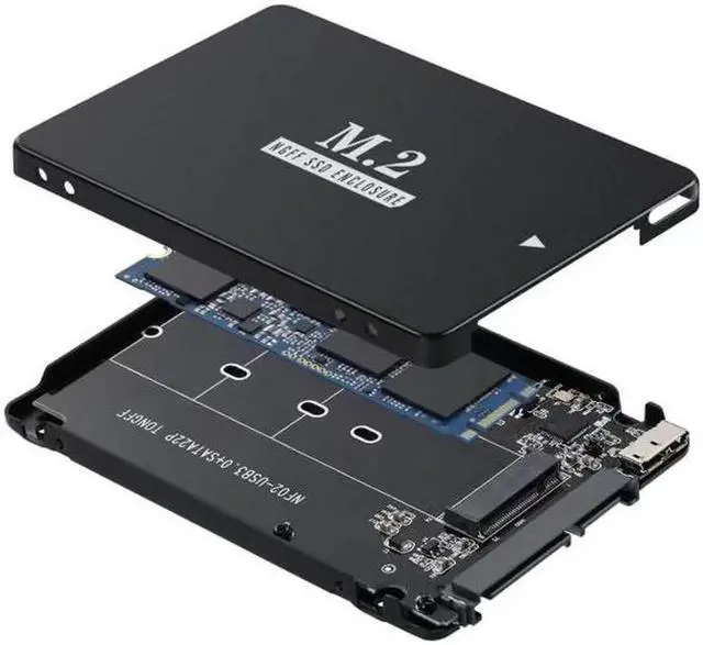 Alt view image 5 of 7 - SA-018 NGFF B+M Key M.2 SSD Card to 2.5inch SATA Micro USB 3.0 Combo HDD Disk Drive Enclosure