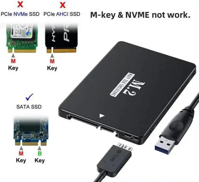 Alt view image 3 of 7 - SA-018 NGFF B+M Key M.2 SSD Card to 2.5inch SATA Micro USB 3.0 Combo HDD Disk Drive Enclosure