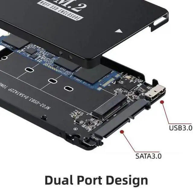 Alt view image 2 of 7 - SA-018 NGFF B+M Key M.2 SSD Card to 2.5inch SATA Micro USB 3.0 Combo HDD Disk Drive Enclosure