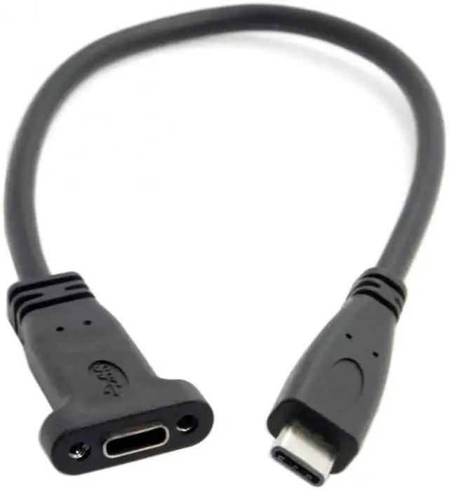 Alt view image 3 of 6 - UC-041 USB-C USB 3.1 Type C Male to Female Extension Data Cable with Panel Mount Screw Hole