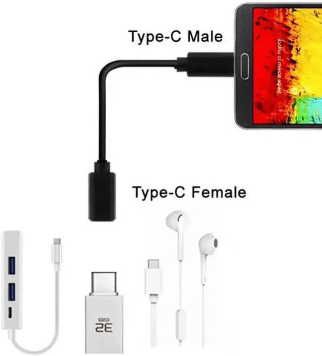 Alt view image 3 of 5 - UC-218-BK-2.0M USB-C USB 3.1 Type C Male to Female Extension Data Cable for LaptopMacbook Tablet Mobile Phone 2m