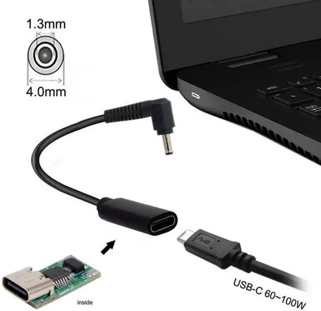 Alt view image 3 of 5 - UC-109-4013MM Type C USB-C Female Input to DC 4.0*1.3mm Power PD Charge Cable fit for Laptop 18-20V