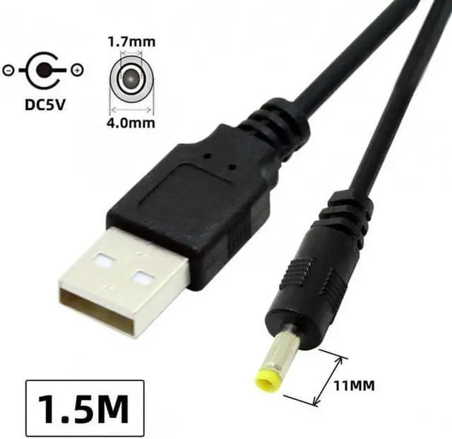 Alt view image 5 of 6 - U2-067-4017MM-2PCS 2pcs/lot USB 2.0 Male Type-A to 5V DC 4.0x1.7mm DC Power Round Plug Cable 150cm 24AWG