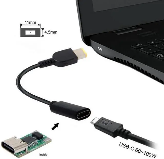 Alt view image 2 of 5 - UC-109-1145MM Type C USB-C to Rectangle 11.0*4.5mm Power Plug PD Emulator Trigger Charge Cable for ThinkPad X1 Carbon