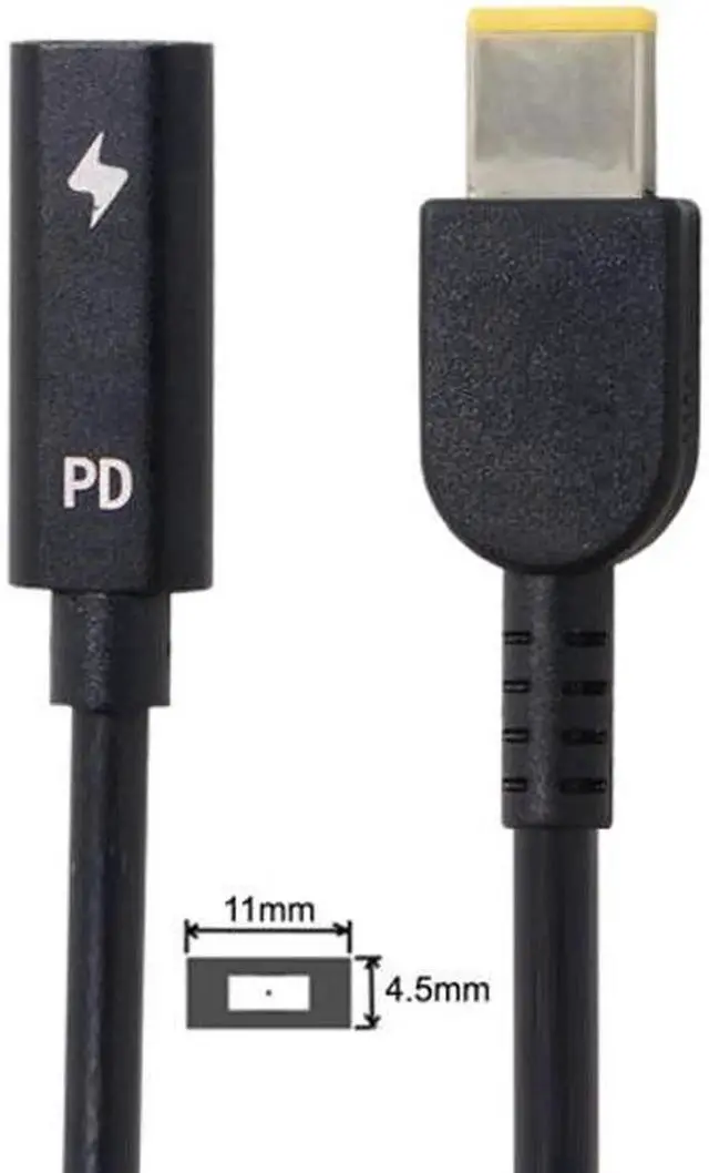 Alt view image 3 of 5 - UC-109-1145MM Type C USB-C to Rectangle 11.0*4.5mm Power Plug PD Emulator Trigger Charge Cable for ThinkPad X1 Carbon