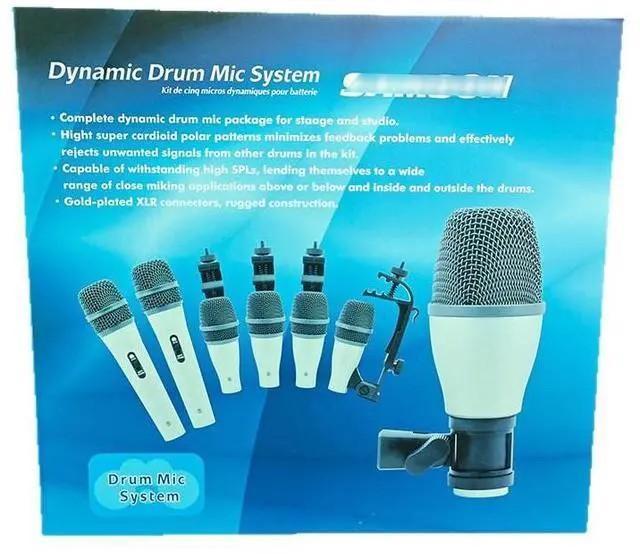Alt view image 2 of 5 - wired dynamic diaphragm microphone set Dynamic Drum Mic System drum microphone musical instrument microphone