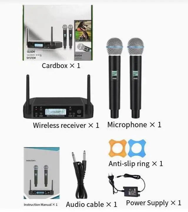 Alt view image 4 of 4 - GLXD4dua-microphone wireless device for home karaoke,professionalKTv, expor-oniented UHf adjustable-frequency microphone, section U