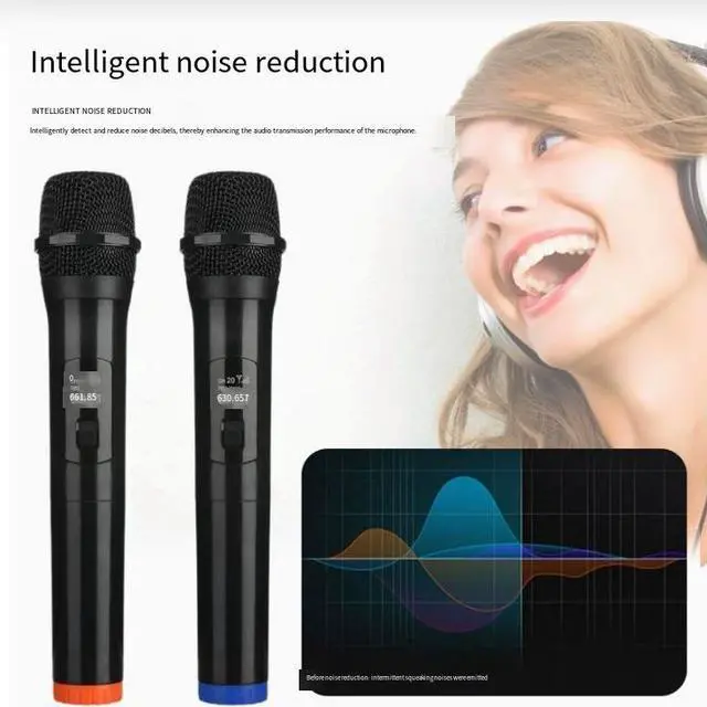 Alt view image 2 of 4 - one-to-two wireless microphone for live streaming, home singing, dynamiccoil universal microphone,handheldmicrophone.