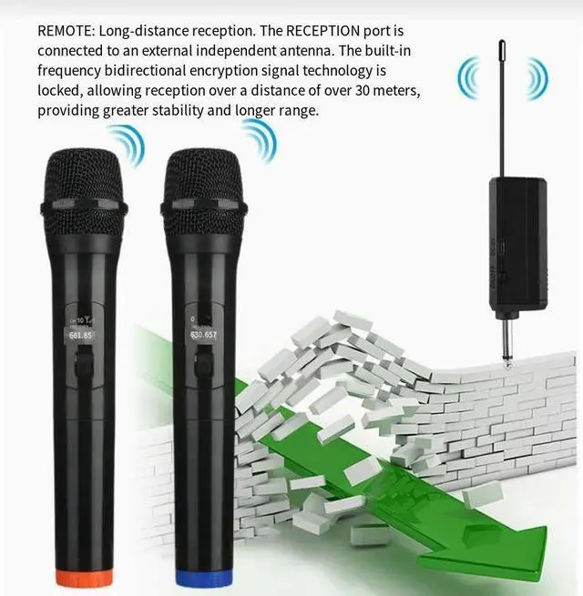 Alt view image 4 of 4 - one-to-two wireless microphone for live streaming, home singing, dynamiccoil universal microphone,handheldmicrophone.