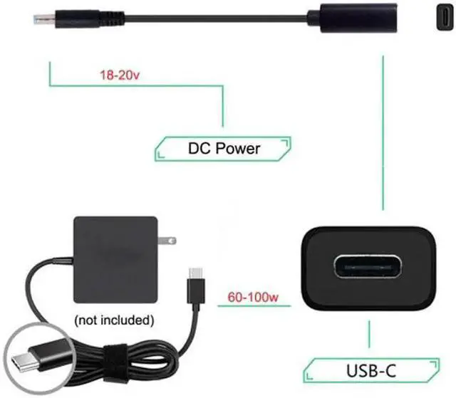 Alt view image 2 of 4 - UC-109-4530HP Type C USB-C Female Input to DC 4.5*3.0mm Power PD Charge Cable fit for HP Laptop 18-20V