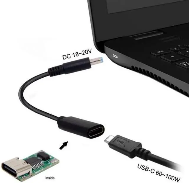 Alt view image 4 of 4 - UC-109-4530HP Type C USB-C Female Input to DC 4.5*3.0mm Power PD Charge Cable fit for HP Laptop 18-20V