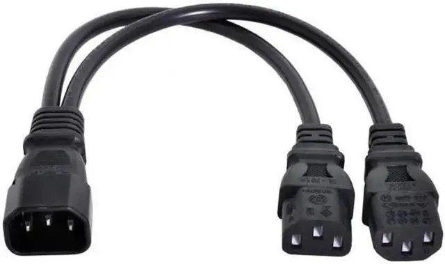 Main image of PW-037 Single C14 to Dual C13 5-13R Short Power Y Type Splitter Adapter Cable Cord