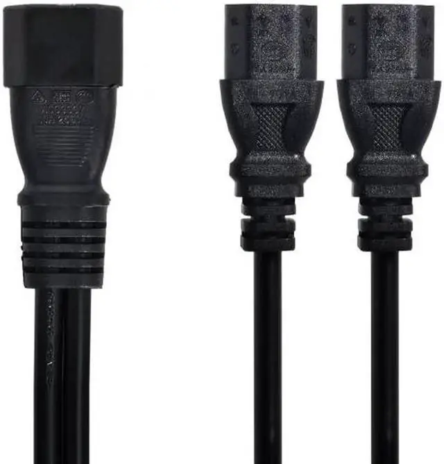 Alt view image 3 of 7 - PW-037 Single C14 to Dual C13 5-13R Short Power Y Type Splitter Adapter Cable Cord