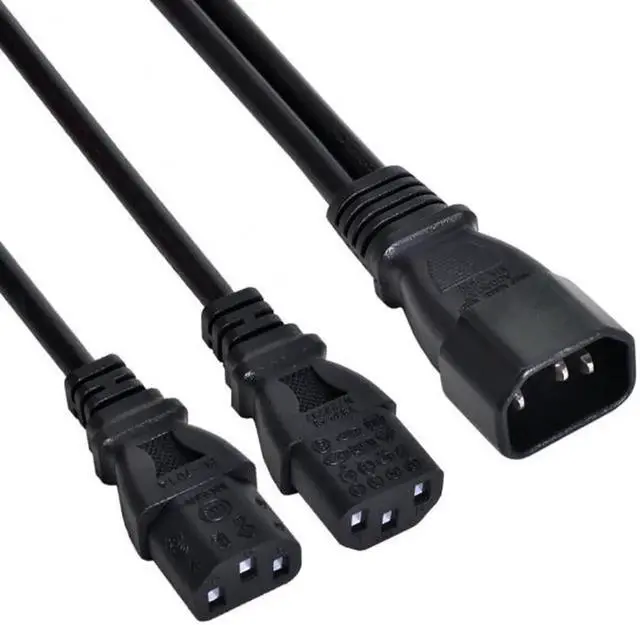 Alt view image 4 of 7 - PW-037 Single C14 to Dual C13 5-13R Short Power Y Type Splitter Adapter Cable Cord