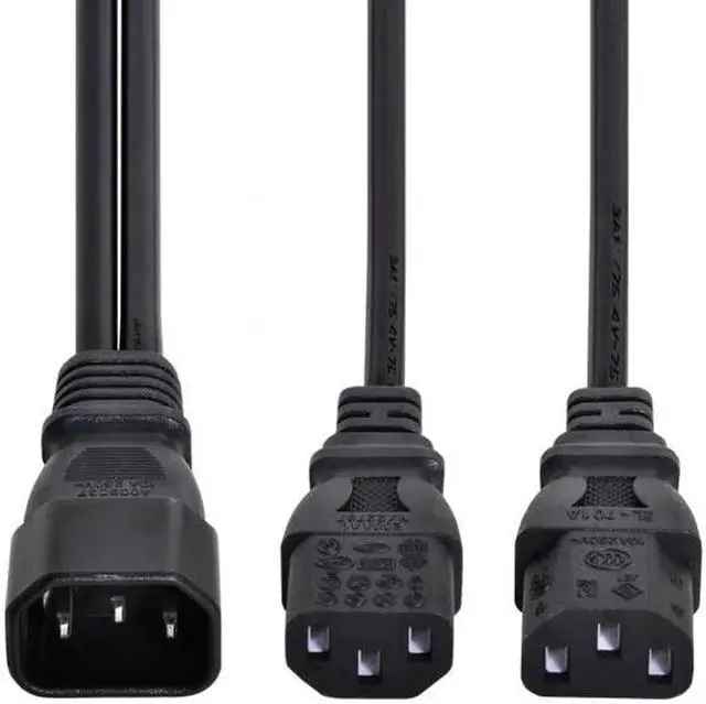 Alt view image 5 of 7 - PW-037 Single C14 to Dual C13 5-13R Short Power Y Type Splitter Adapter Cable Cord