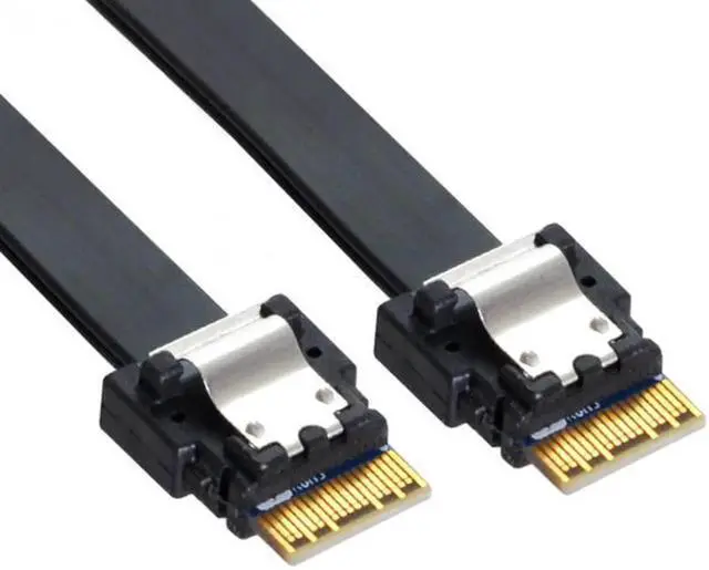 Alt view image 7 of 7 - SF-100-0.4M PCI-E Slimline SAS 4.0 SFF-8654 4i 38pin Host to SFF-8654 Slim SAS Target Cable 40cm
