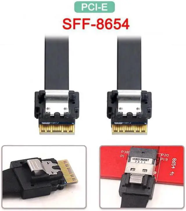 Alt view image 3 of 7 - SF-100-0.4M PCI-E Slimline SAS 4.0 SFF-8654 4i 38pin Host to SFF-8654 Slim SAS Target Cable 40cm