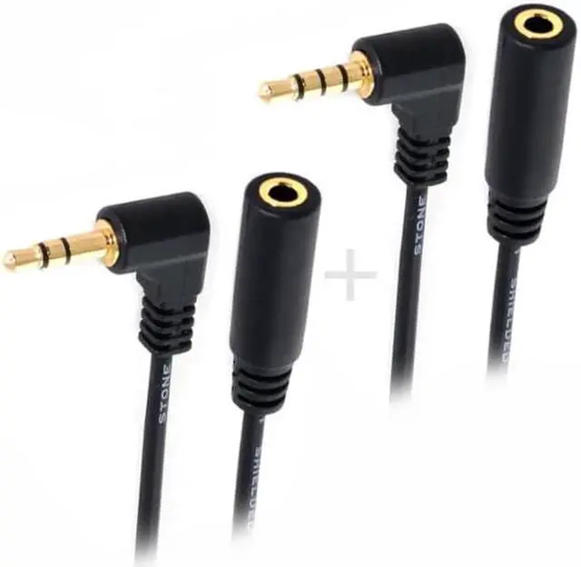 Alt view image 3 of 7 - CA-008+045 1Set 3/4 Poles Audio Stereo 90 Degree Right Angled 3.5mm Male to Female Extension Cable