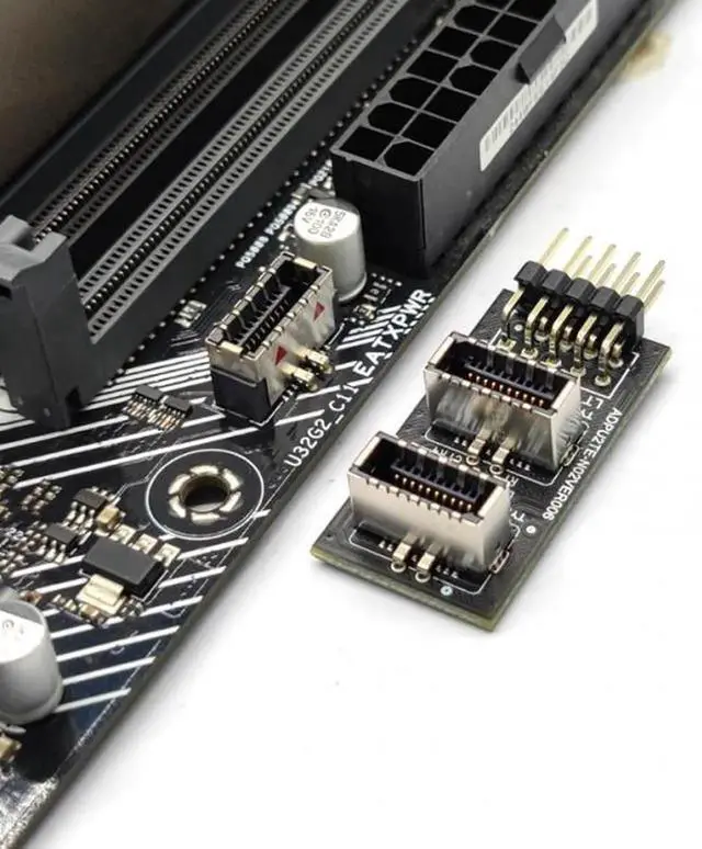 Alt view image 3 of 7 - UC-022 Dual USB 3.1 Front Panel Socket Key-A Type-E to USB 2.0 9Pin 10Pin Mainboard Header Male Cable Extension Adapter