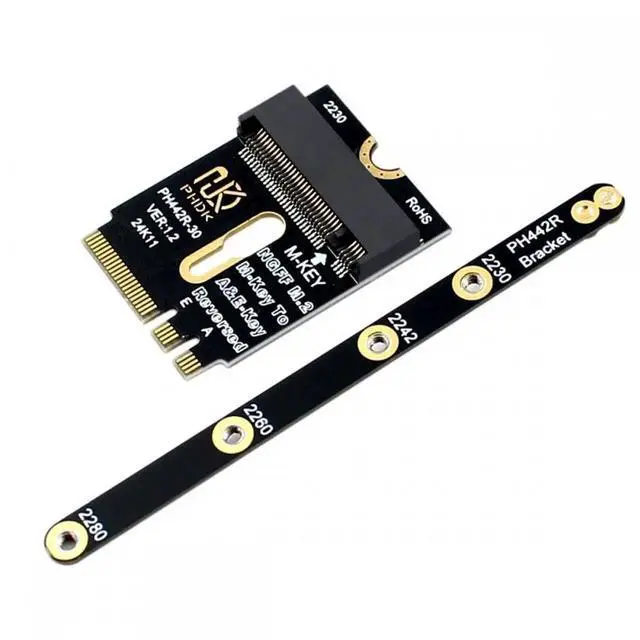Main image of 2230 NGFF A+E-Key Male to NVME M-key Female Extension PCI-E 4.0 Adapter with Bracket for Laptop Mainboard SSD 2280