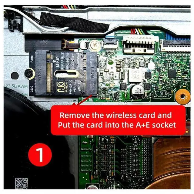 Alt view image 7 of 7 - 2230 NGFF A+E-Key Male to NVME M-key Female Extension PCI-E 4.0 Adapter with Bracket for Laptop Mainboard SSD 2280