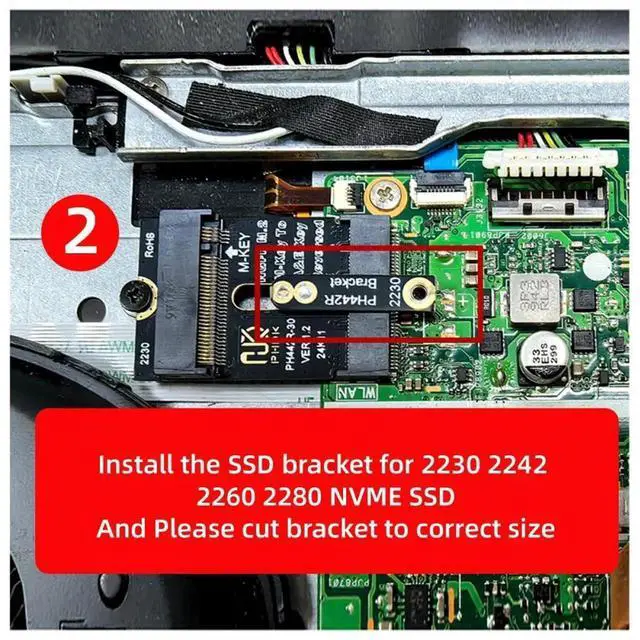 Alt view image 5 of 7 - 2230 NGFF A+E-Key Male to NVME M-key Female Extension PCI-E 4.0 Adapter with Bracket for Laptop Mainboard SSD 2280