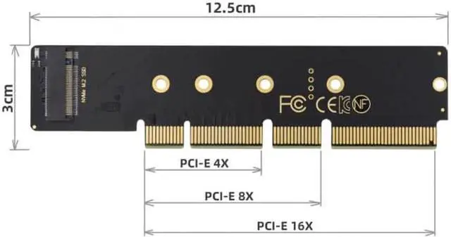 Alt view image 7 of 7 - SA-048 NGFF M.2 M-key NVME AHCI SSD to PCI-E 3.0 16X 8X 4X Power Adapter Low Profile Height 3cm for 110mm 80mm SSD 1U Server
