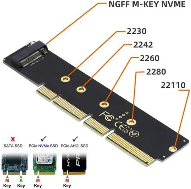Alt view image 4 of 7 - SA-048 NGFF M.2 M-key NVME AHCI SSD to PCI-E 3.0 16X 8X 4X Power Adapter Low Profile Height 3cm for 110mm 80mm SSD 1U Server