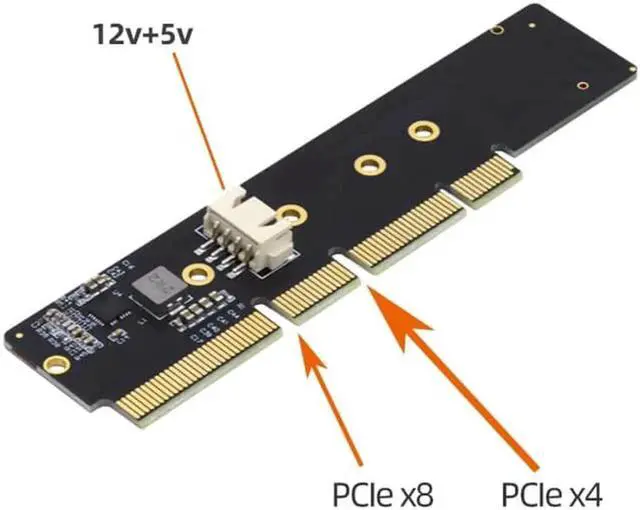 Alt view image 5 of 7 - SA-048 NGFF M.2 M-key NVME AHCI SSD to PCI-E 3.0 16X 8X 4X Power Adapter Low Profile Height 3cm for 110mm 80mm SSD 1U Server