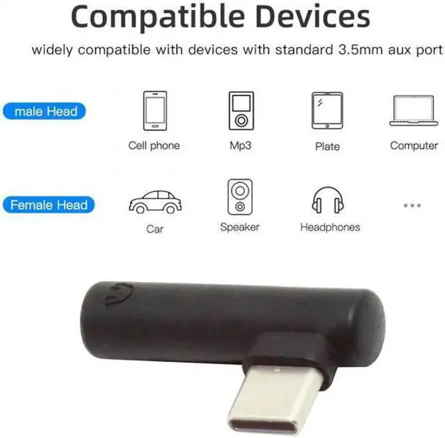 Alt view image 2 of 7 - UC-030 5pcs/set Type-C to 3.5mm Earphone Adapter 90 Degree Angled Type USB-C 3.1 Male to AUX Audio Female