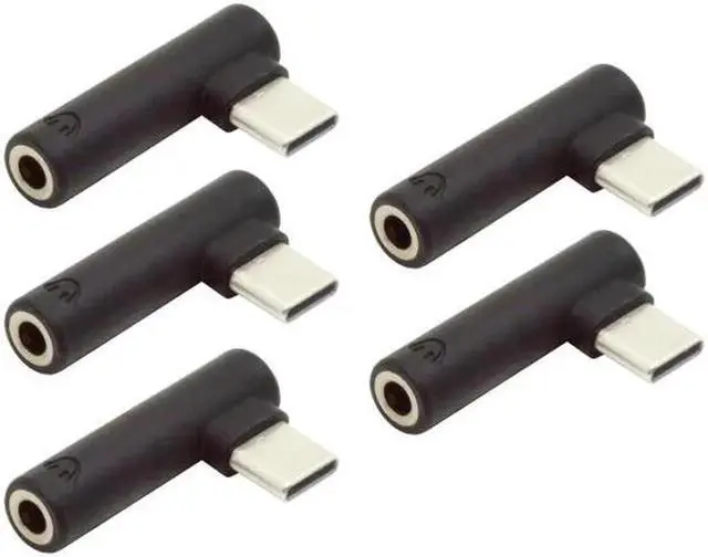 Main image of UC-030 5pcs/set Type-C to 3.5mm Earphone Adapter 90 Degree Angled Type USB-C 3.1 Male to AUX Audio Female