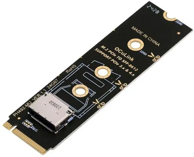 Alt view image 3 of 7 - 2280 PCI-E4.0 M.2 M-key to Oculink SFF-8612 SFF-8611 Vertical Host Adapter for NVME U.2 SSD eGPU