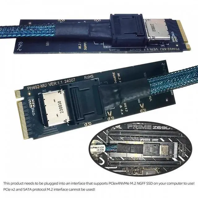 Alt view image 7 of 7 - 2280 PCI-E4.0 M.2 M-key to Oculink SFF-8612 SFF-8611 Vertical Host Adapter for NVME U.2 SSD eGPU