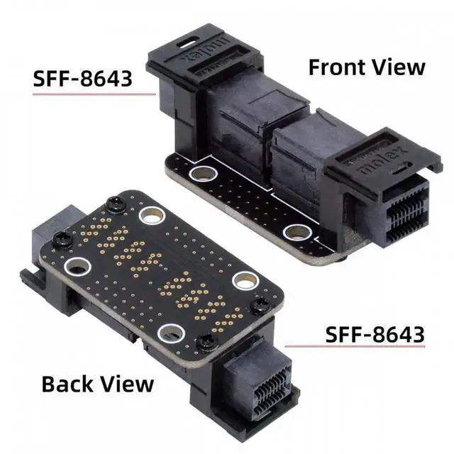 Alt view image 2 of 7 - PCI-Express 4.0 Mini SAS HD SFF-8643 Female to SFF-8643 Female PCBA Coupler Adapter Extender