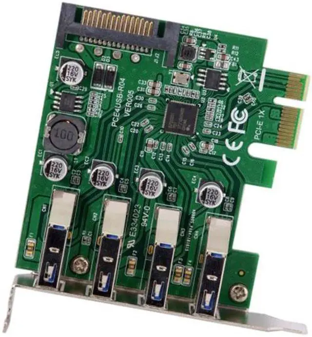 Alt view image 6 of 7 - U3-101 Low Profile 4 Ports PCI-E to USB 3.0 HUB PCI Express Expansion Card Adapter 5Gbps for Motherboard