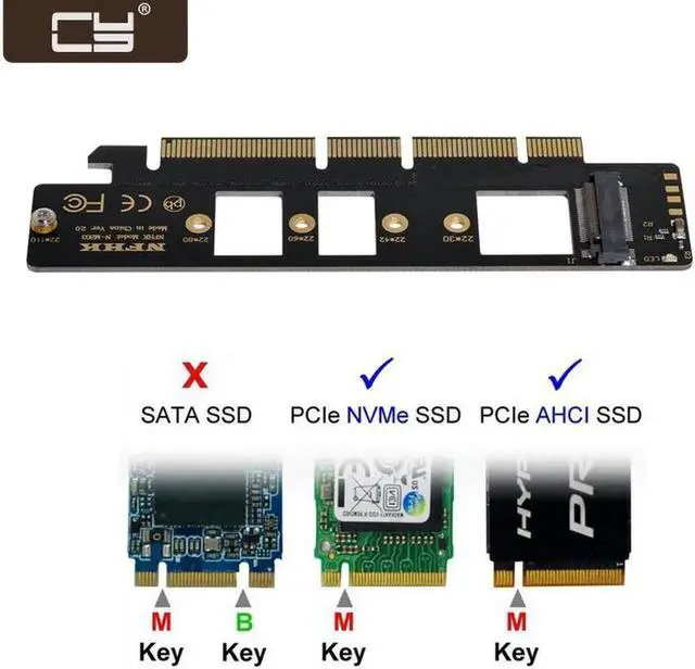 Alt view image 6 of 6 - NGFF M.2 M-key NVME AHCI SSD to PCI-E 3.0 16x 4x Adapter for 110mm 80mm SSD SA-021