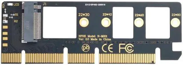 Alt view image 2 of 7 - SA-001-BK-OD NGFF M-key NVME M.2 SSD to PCI-E Express 3.0 16x X4 Adapter without Bracket