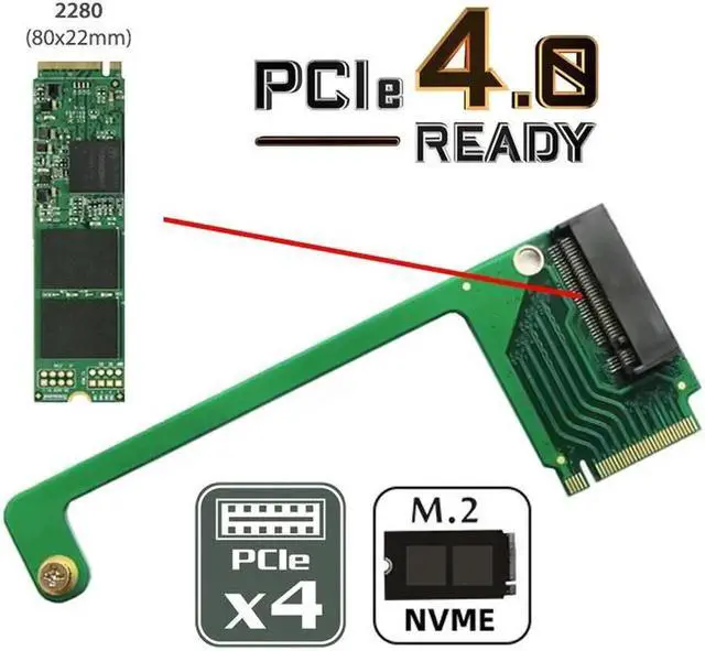 Alt view image 2 of 7 - NVME M-Key 22x30mm to 22x80mm Angled Extension SSD Upgrade Adapter Compatible with ROG Ally Gaming