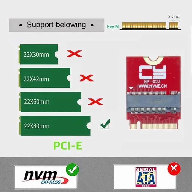 Alt view image 6 of 7 - NVME M-Key 22x30mm to 22x80mm NGFF Extension SSD Upgrade Adapter Compatible with ROG Flow X13 Gamings Laptop