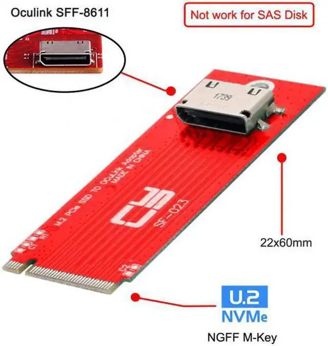 Alt view image 4 of 7 - SF-023 PCI-E 3.0 M.2 M-key to Oculink SFF-8612 SFF-8611 Host Adapter for PCIe Nvme SSD 2260