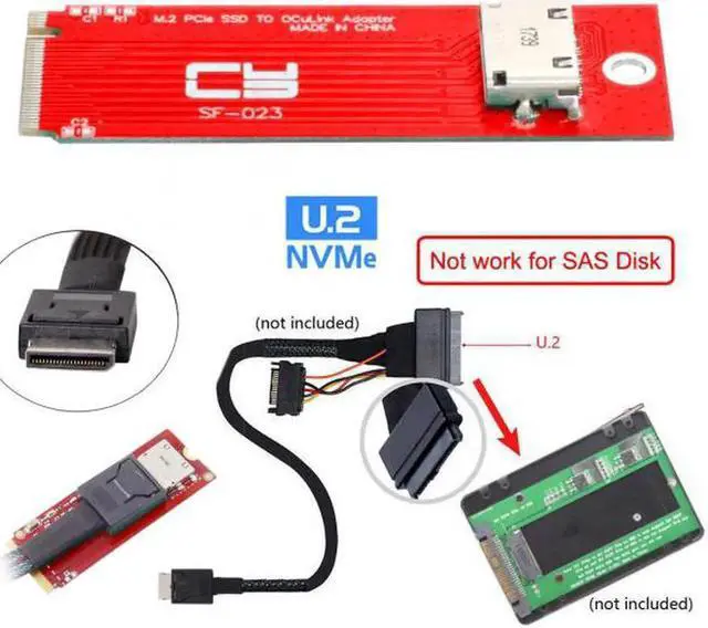 Alt view image 7 of 7 - SF-023 PCI-E 3.0 M.2 M-key to Oculink SFF-8612 SFF-8611 Host Adapter for PCIe Nvme SSD 2260