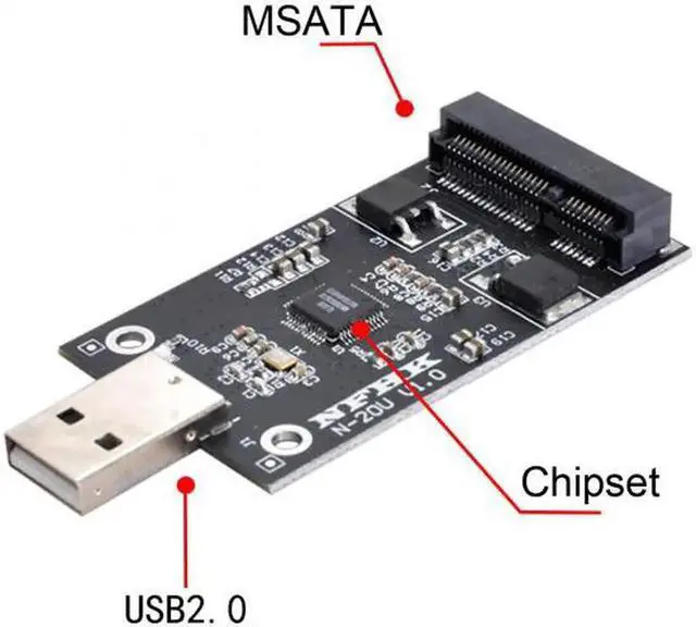 Alt view image 2 of 7 - U2-008 Mini PCI-E mSATA to USB 2.0 External SSD PCBA Conveter Adapter Pen Driver Card without Case