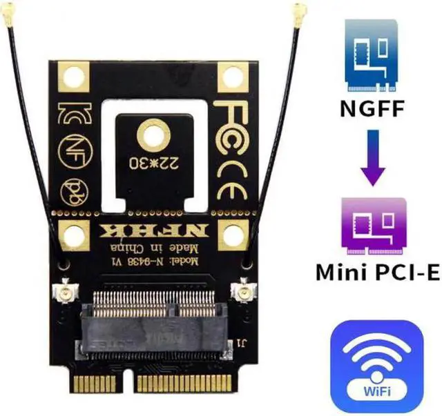 Alt view image 2 of 7 - EP-015 NGFF M.2 Key-A to Mini PCI-E PCI Express Converter Adapter for 9260 8265 7260 AC Wifi Bluetooth Wireless Card