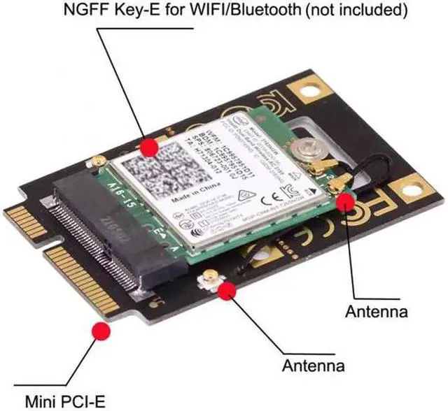 Alt view image 6 of 7 - EP-015 NGFF M.2 Key-A to Mini PCI-E PCI Express Converter Adapter for 9260 8265 7260 AC Wifi Bluetooth Wireless Card