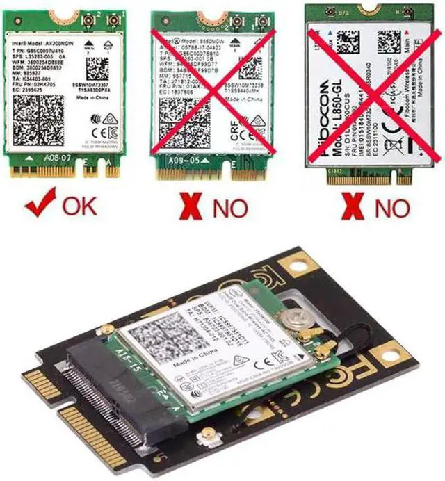 Alt view image 7 of 7 - EP-015 NGFF M.2 Key-A to Mini PCI-E PCI Express Converter Adapter for 9260 8265 7260 AC Wifi Bluetooth Wireless Card