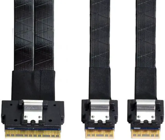 Alt view image 2 of 7 - SF-034 PCI-E Ultraport Slimline SAS Slim 4.0 SFF-8654 8i 74pin to Dual SFF-8654 4i 38Pin Cable 40cm PCI-Express