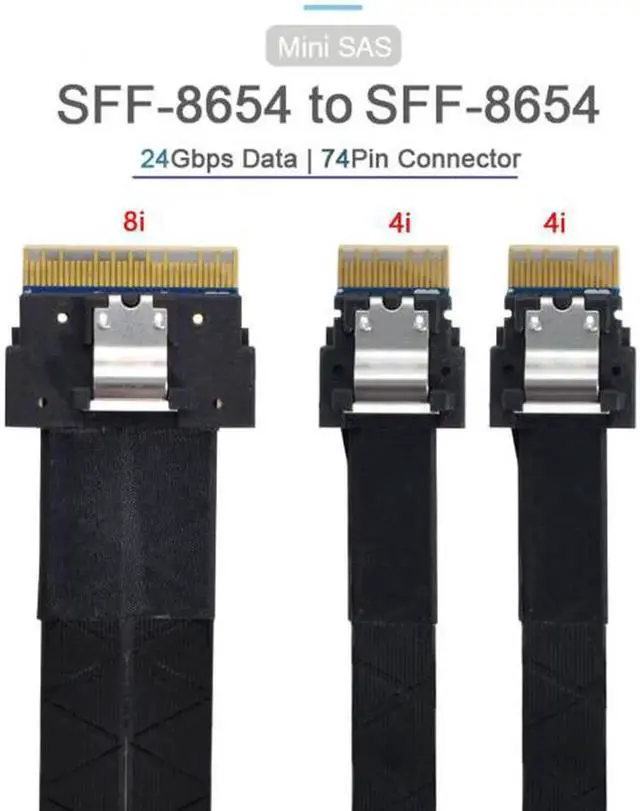 Alt view image 4 of 7 - SF-034 PCI-E Ultraport Slimline SAS Slim 4.0 SFF-8654 8i 74pin to Dual SFF-8654 4i 38Pin Cable 40cm PCI-Express