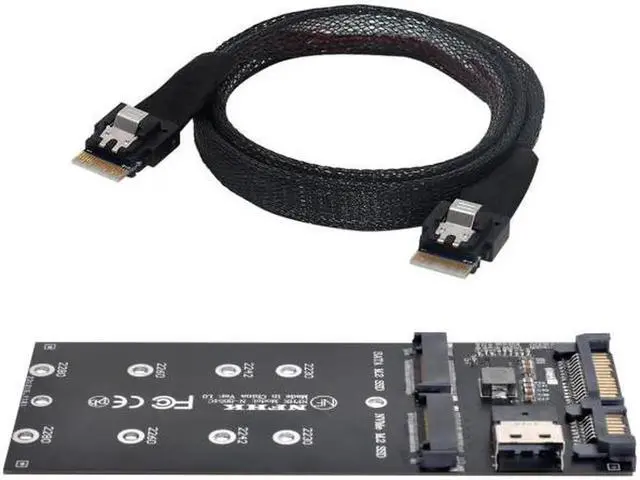 Alt view image 3 of 7 - SF-016+100 SFF-8654 CableCard U2 Kit NGFF M-Key to Slimline SAS NVME PCIe SSD SATA Adapter for Mainboard
