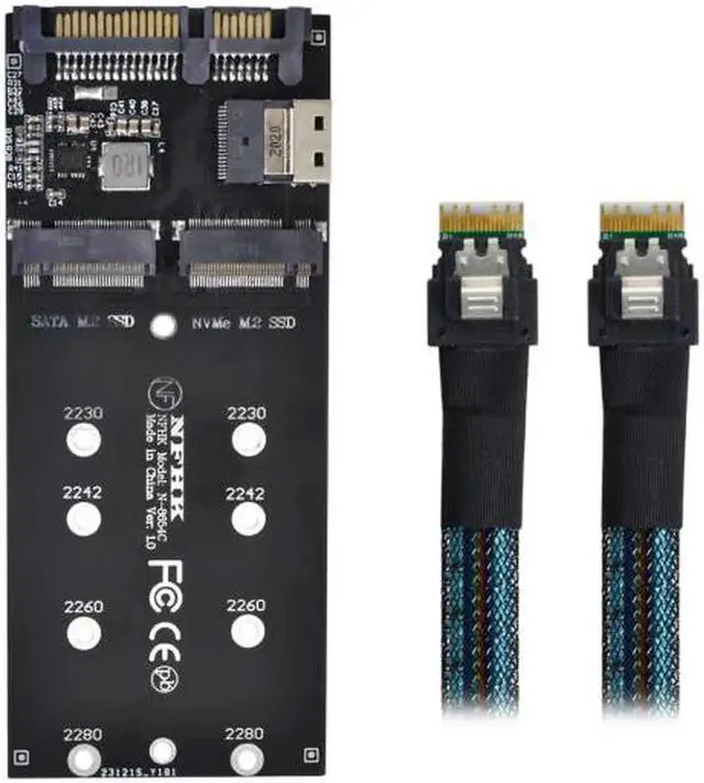 Main image of SF-016+100 SFF-8654 CableCard U2 Kit NGFF M-Key to Slimline SAS NVME PCIe SSD SATA Adapter for Mainboard