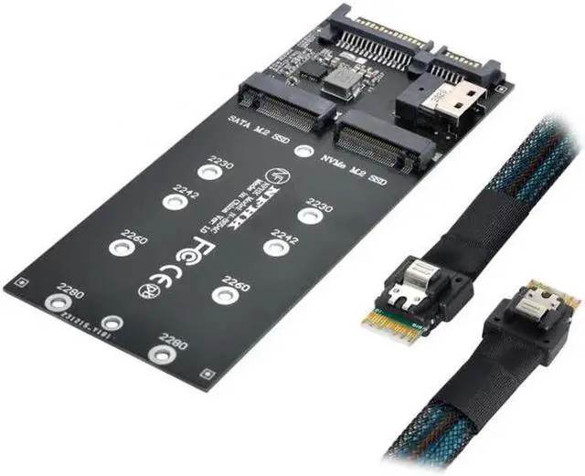 Alt view image 5 of 7 - SF-016+100 SFF-8654 CableCard U2 Kit NGFF M-Key to Slimline SAS NVME PCIe SSD SATA Adapter for Mainboard